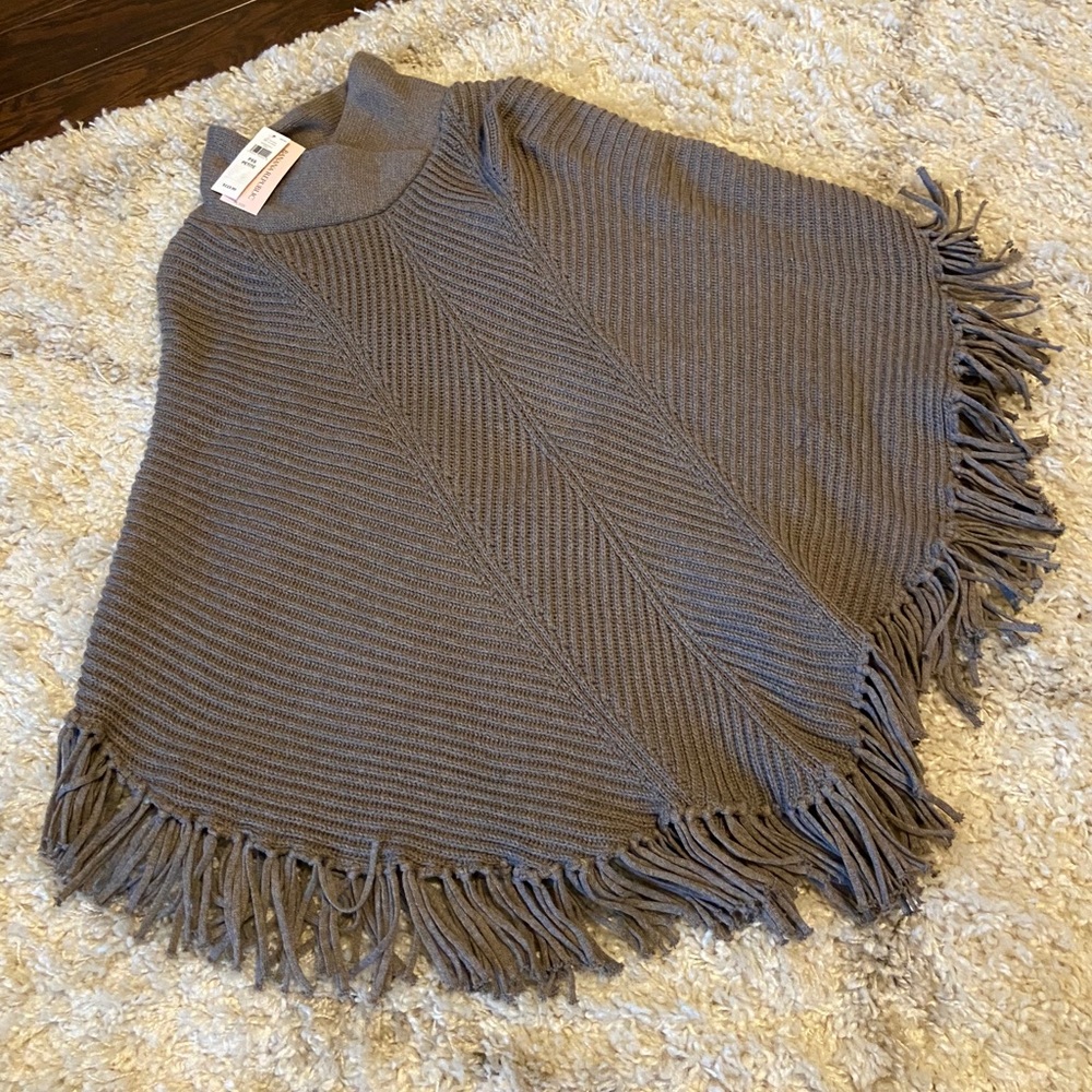 BR Fringe Poncho Cape Pullover Sweater